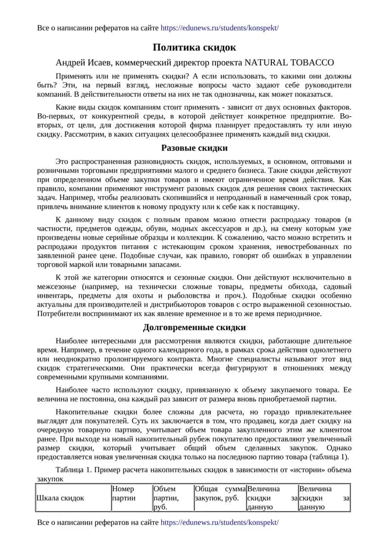 Политика скидок
