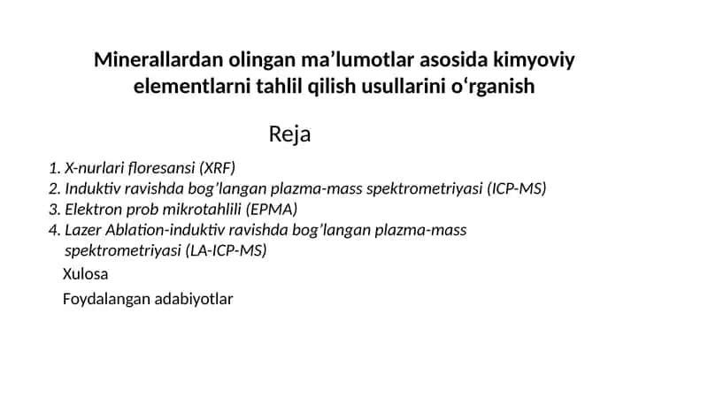 Kimyoviy elementlarni tahlil qilish usullari