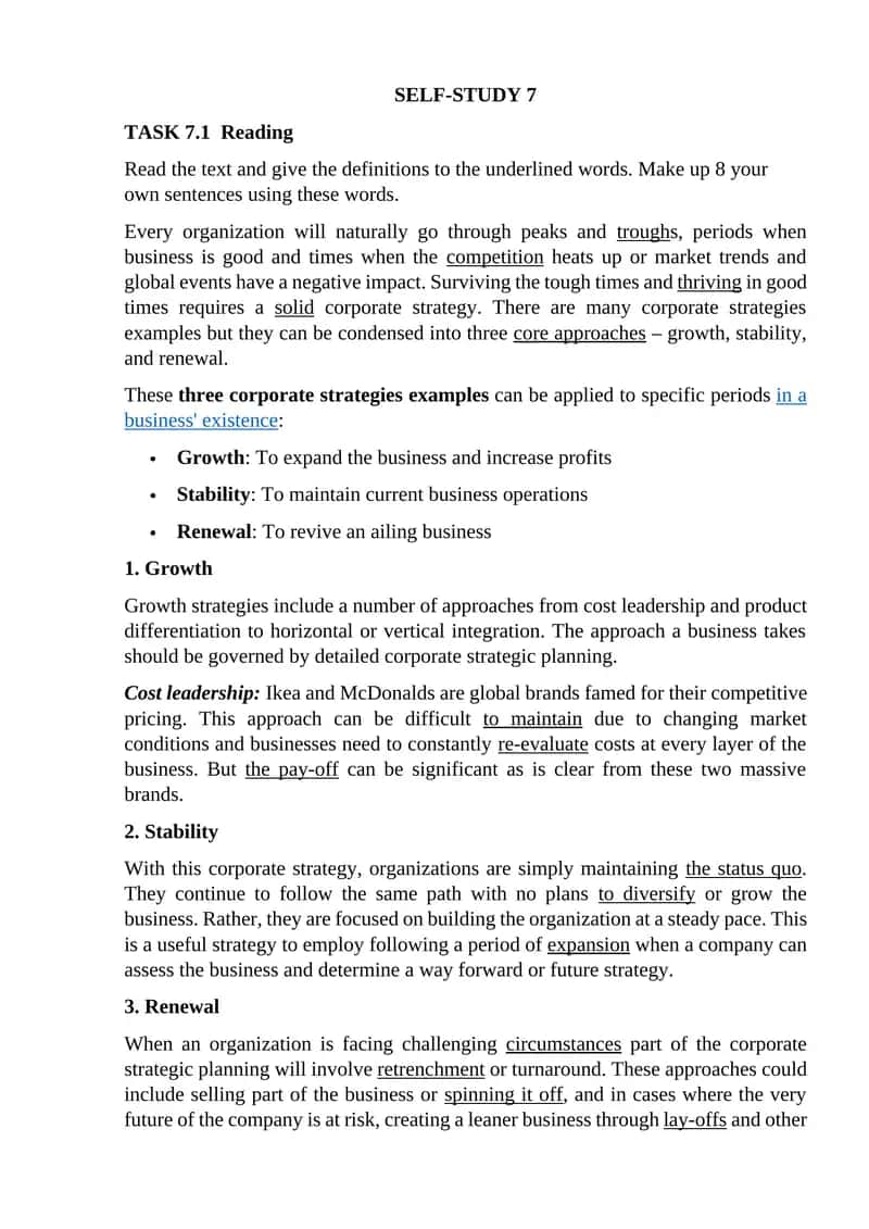 Corporate Strategies Examples
