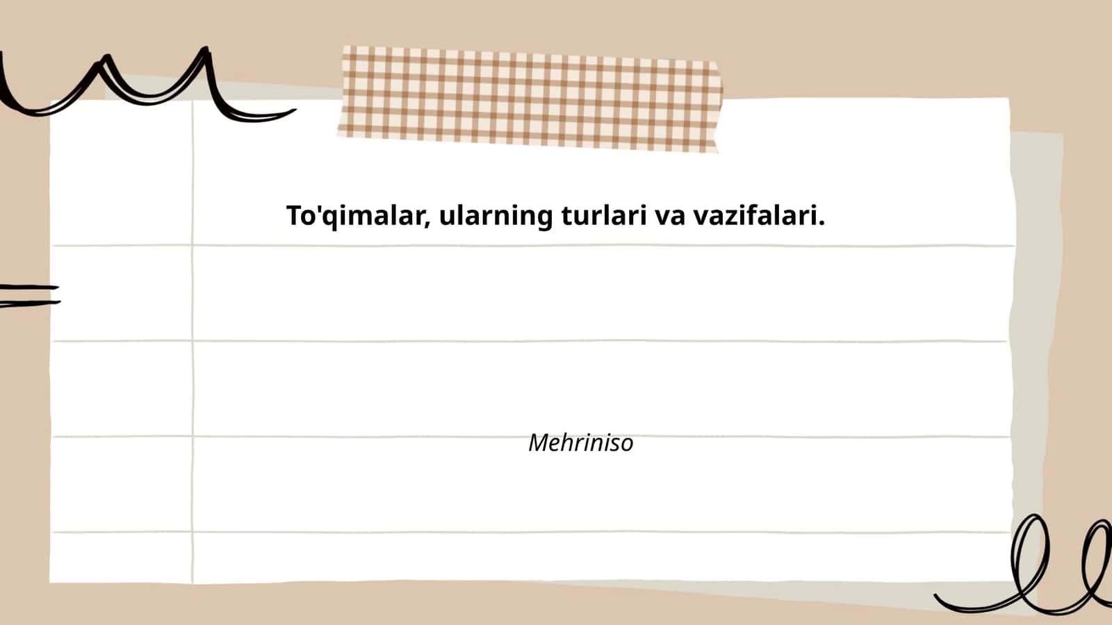 To'qimalar, ularning turlari va vazifalari