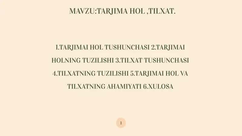 TARJIMAI HOL TUSHUNCHASI