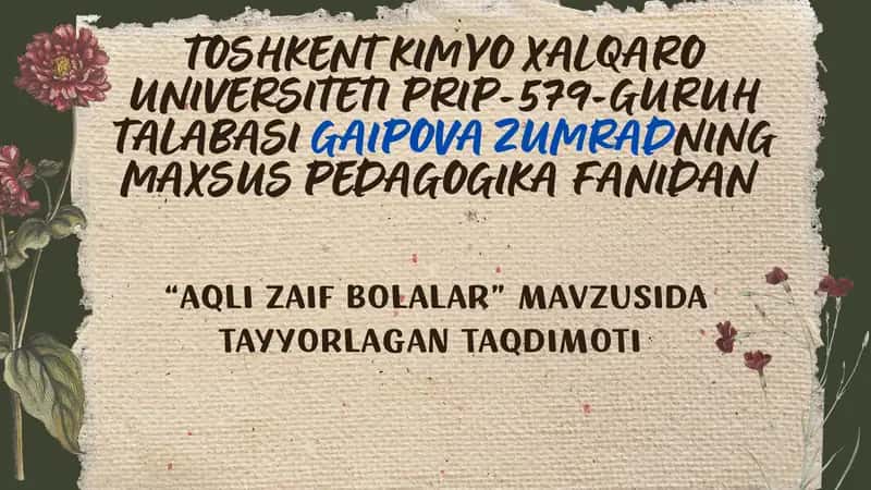 Aqli zaif bolalar