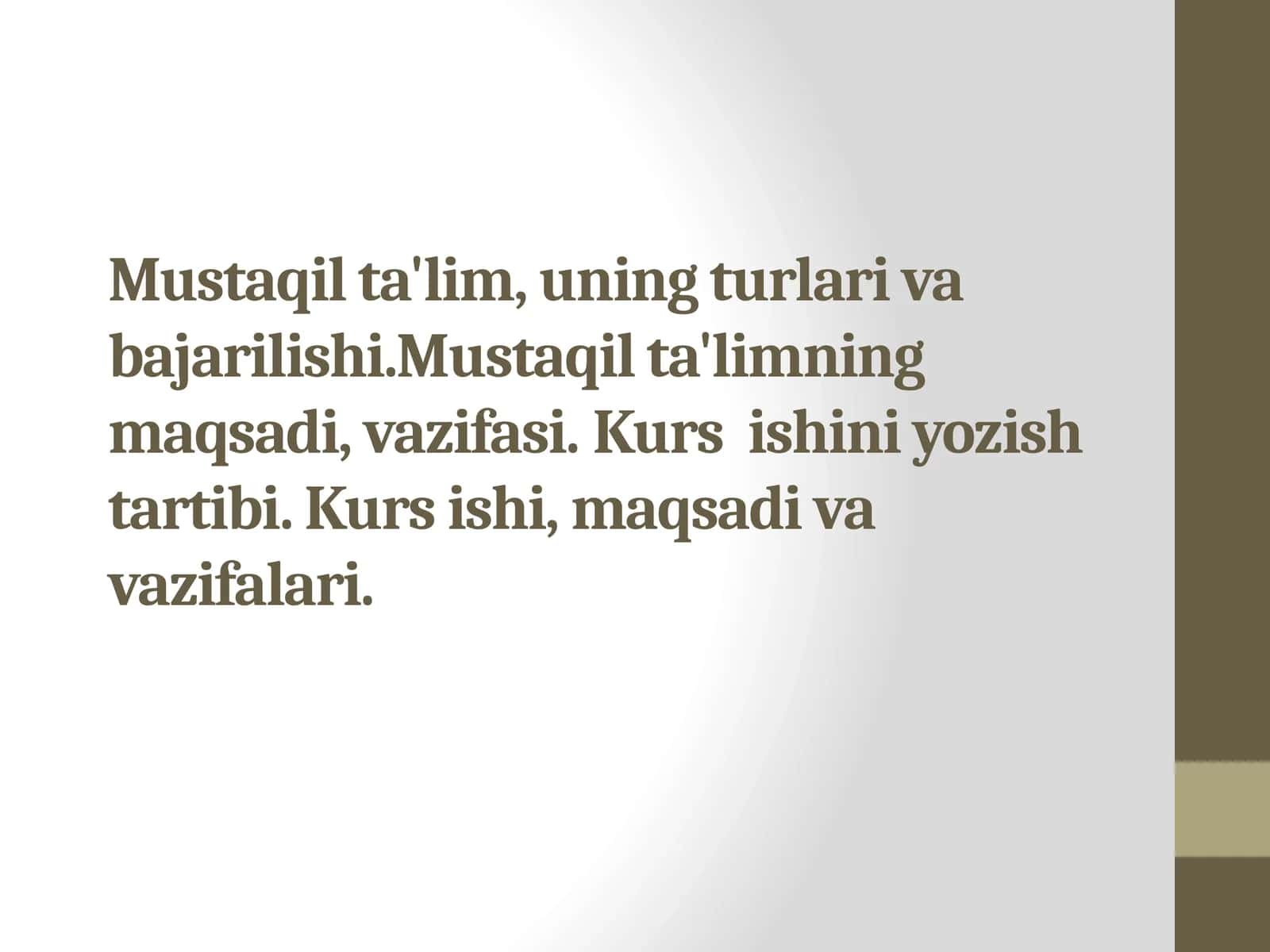 Kurs ishi, maqsadi va vazifalari