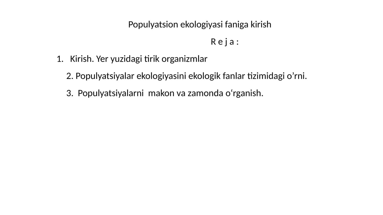 Populyatsion ekologiyasi faniga kirish