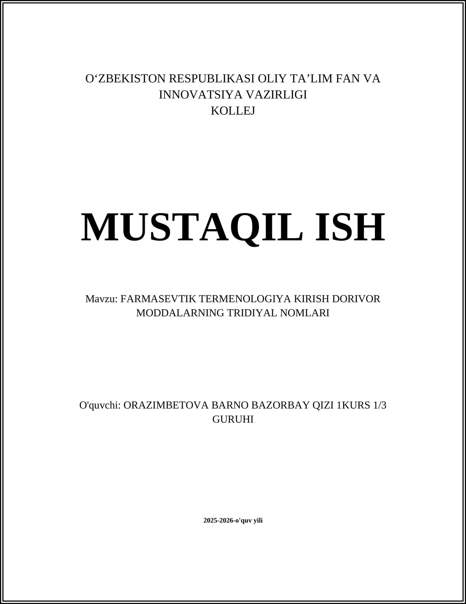 FARMASEVTIK TERMENOLOGIYA