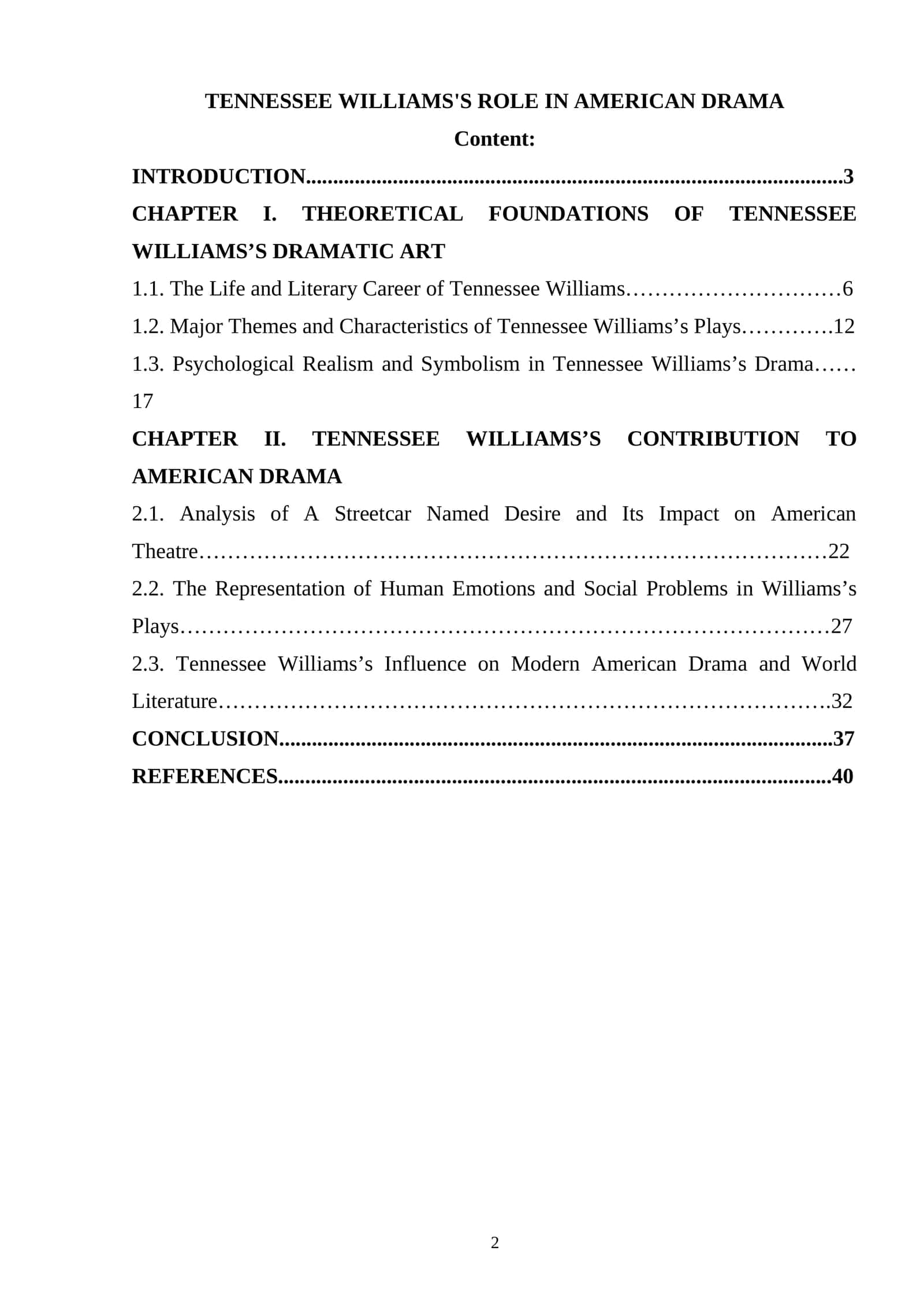 TENNESSEE WILLIAMS'S ROLE IN AMERICAN DRAMA