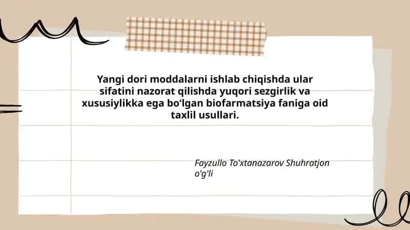 Biofarmatsiya Faniga oid Taxlil Usullari