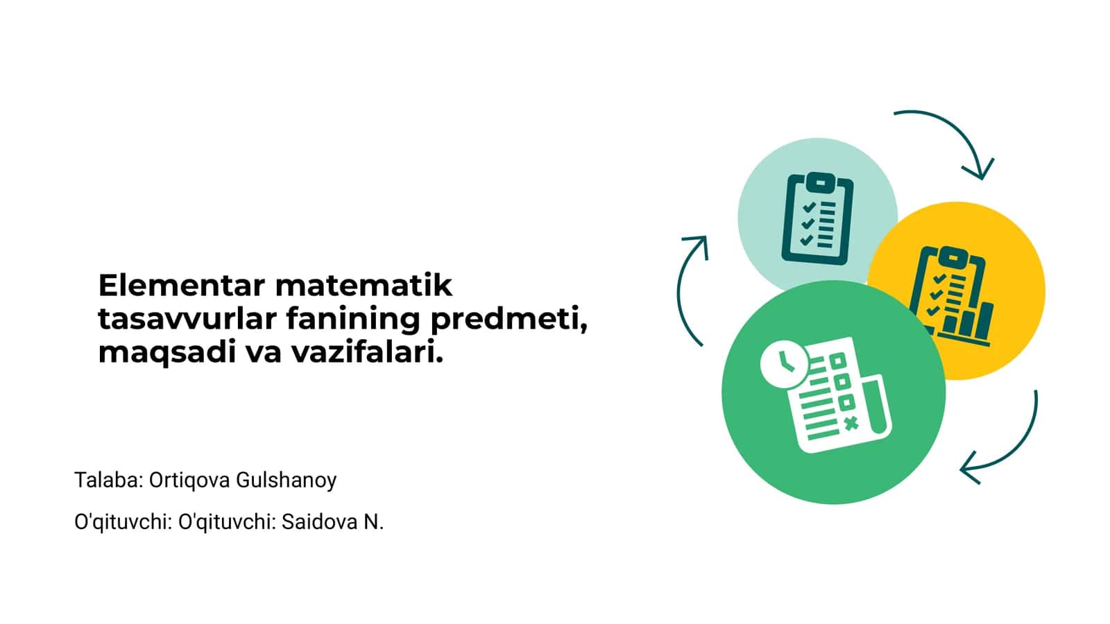 Elementar matematik tasavvurlar fanining predmeti