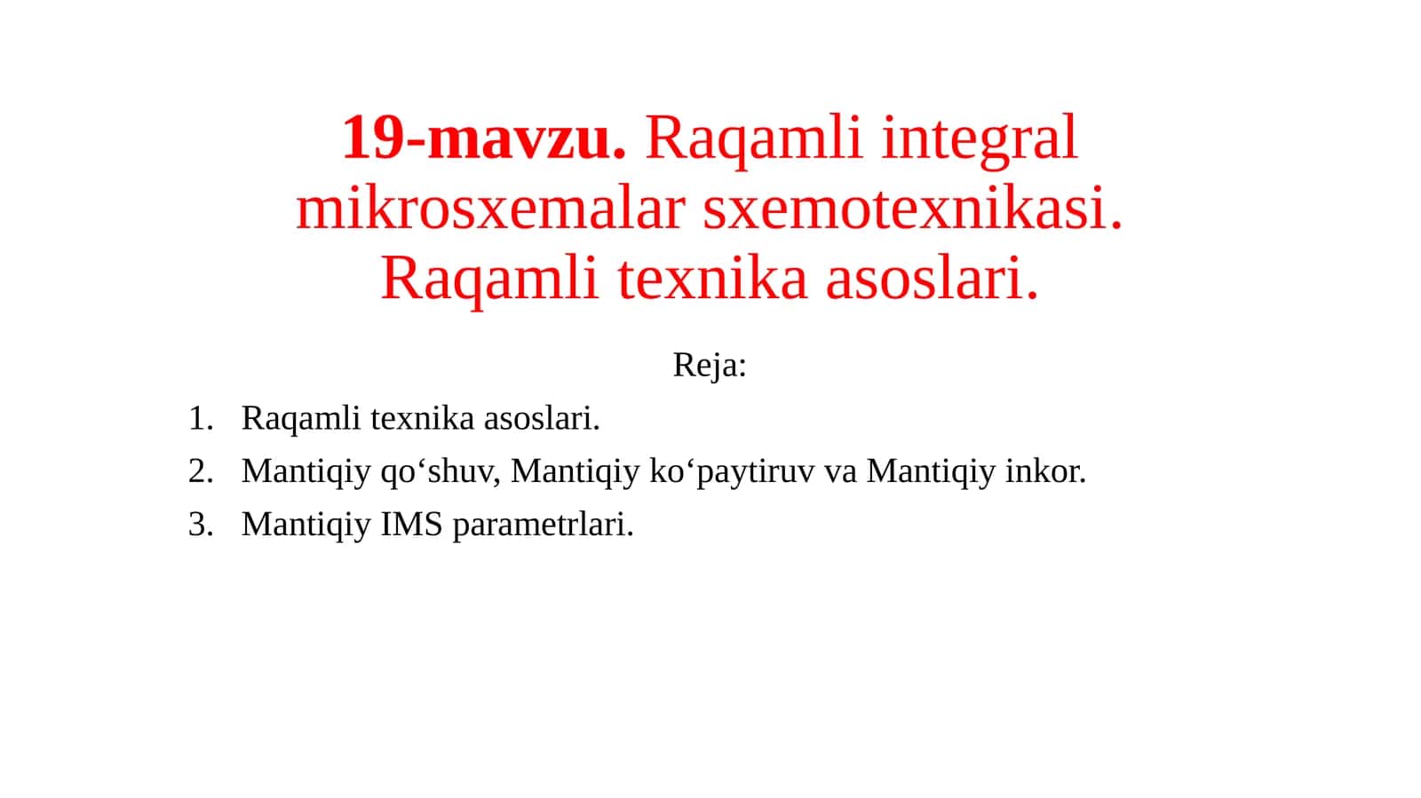 Raqamliintegral mikrosxemalar sxemotexnikasi