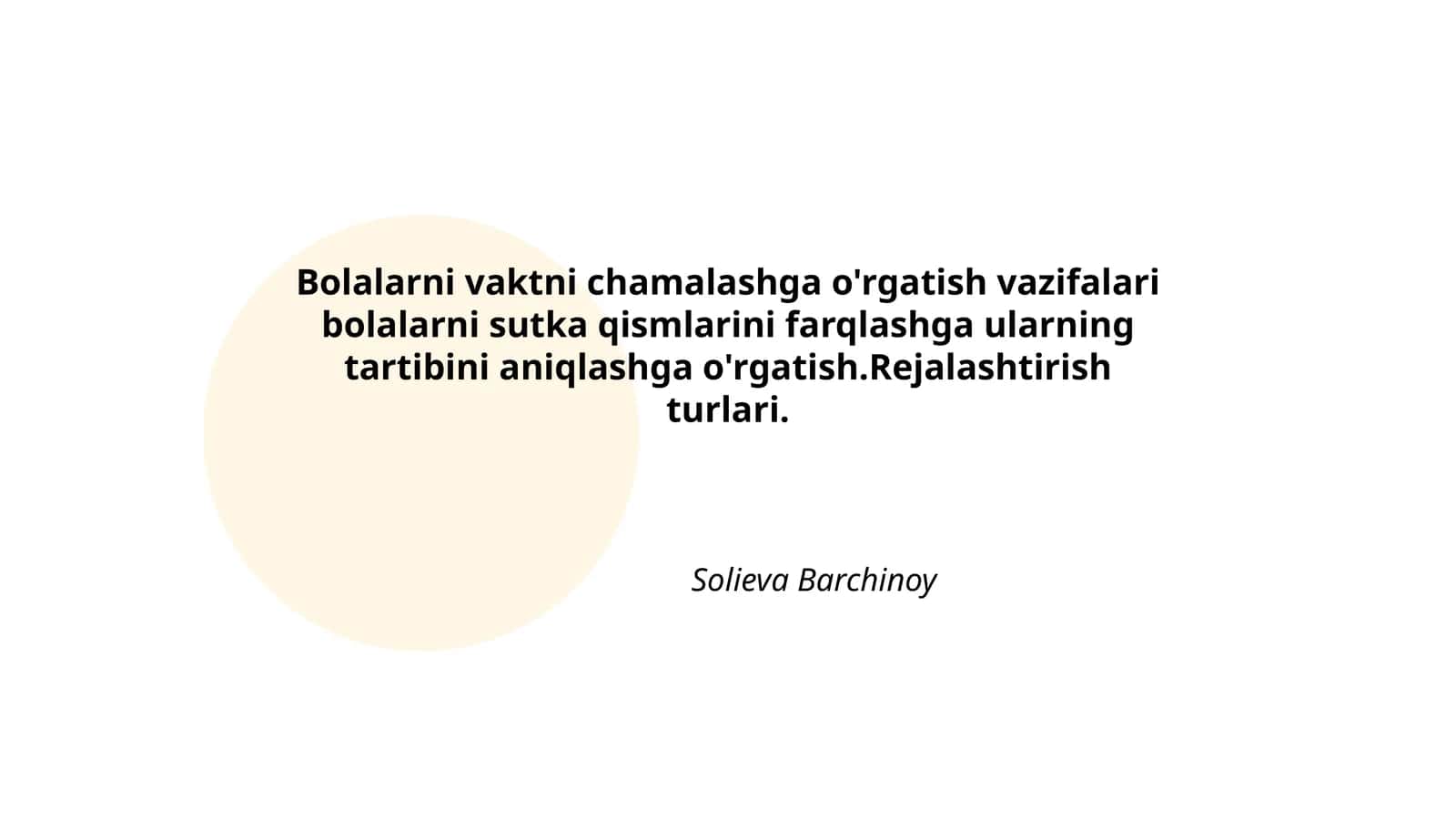 Bolalarni vaktni chamalashga o'rgatish vazifalari