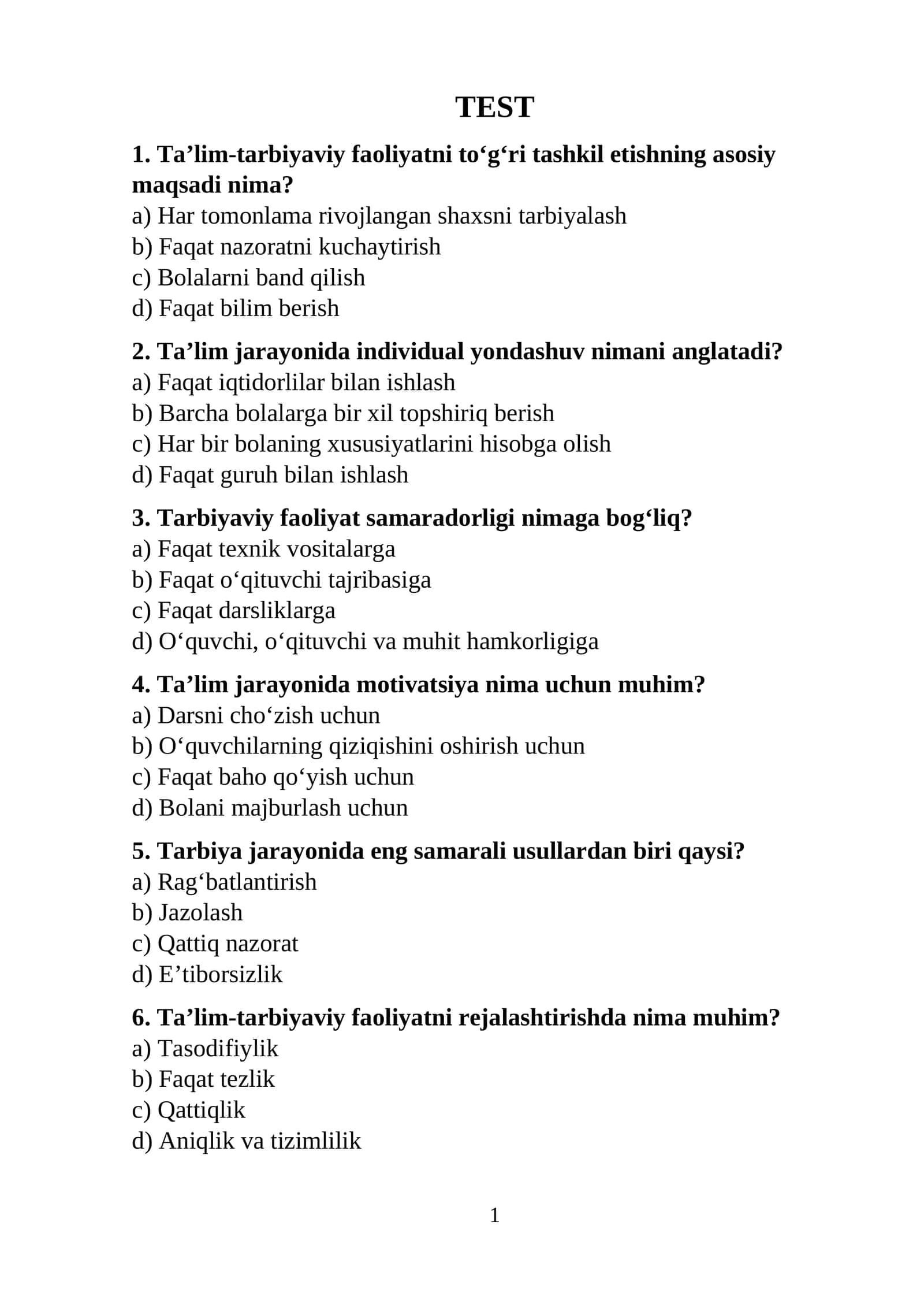 Ta'lim-tarbiyaviy faoliyat