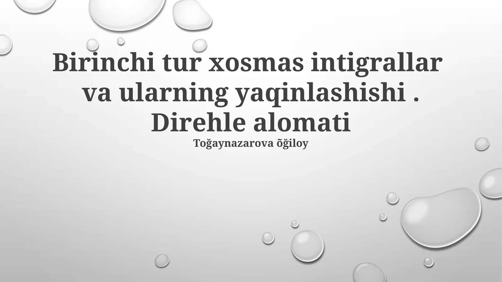Noto'g'ri integrallar va ularning yig'ilish shartlari