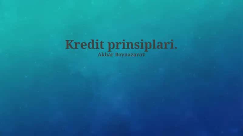 Kredit prinsiplari