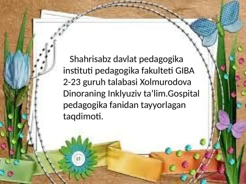 Imkoniyat cheklangan bolalarni inklyuziv ta'lim va tarbiyalash konsepsiyasi