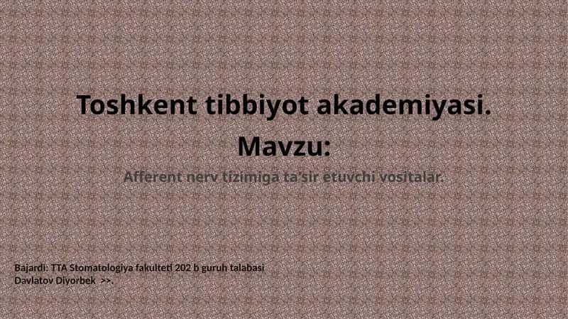 Afferent nerv tizimiga ta'sir etuvchi vositalar