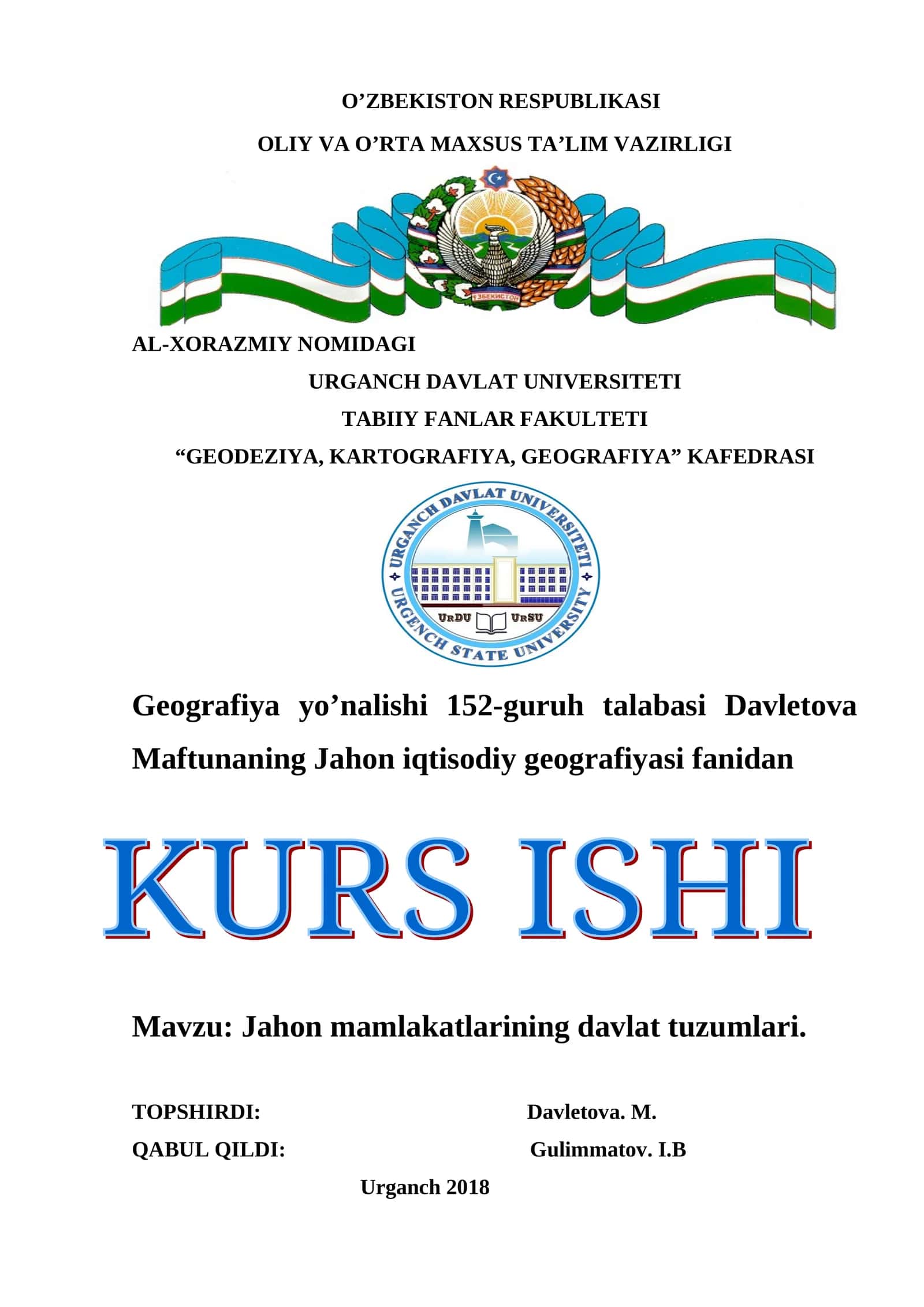 Jahon mamlakatlarining davlat tuzumlari