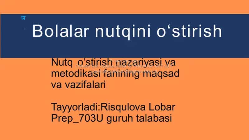 Nutqning o‘stirish nazariyasi va metodikasi