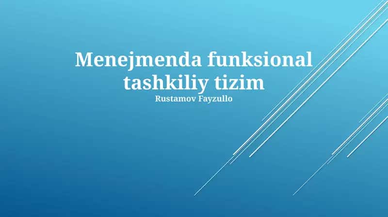 Menejmenda funksional tashkiliy tizim