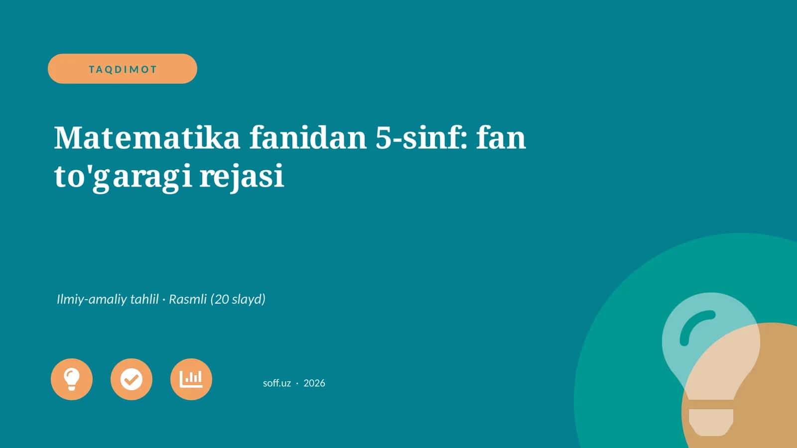 Matematika fanidan 5-sinf: fan to'garagi rejasi