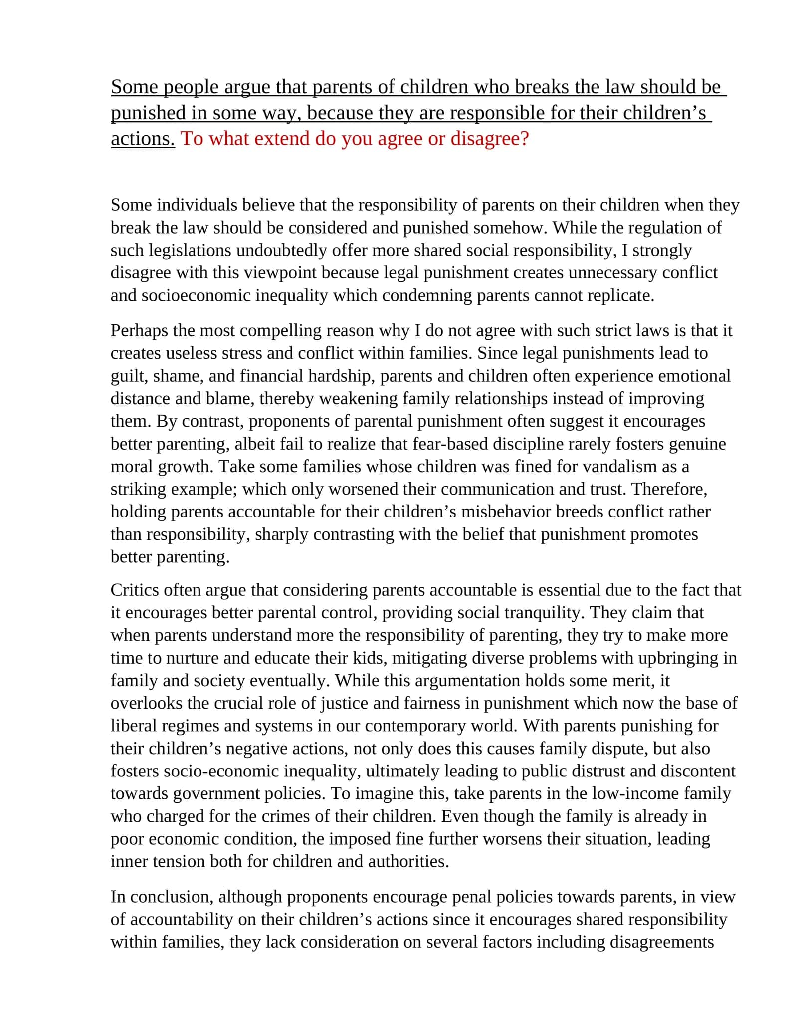 Responsibility of Parents on Children Breaking the Law