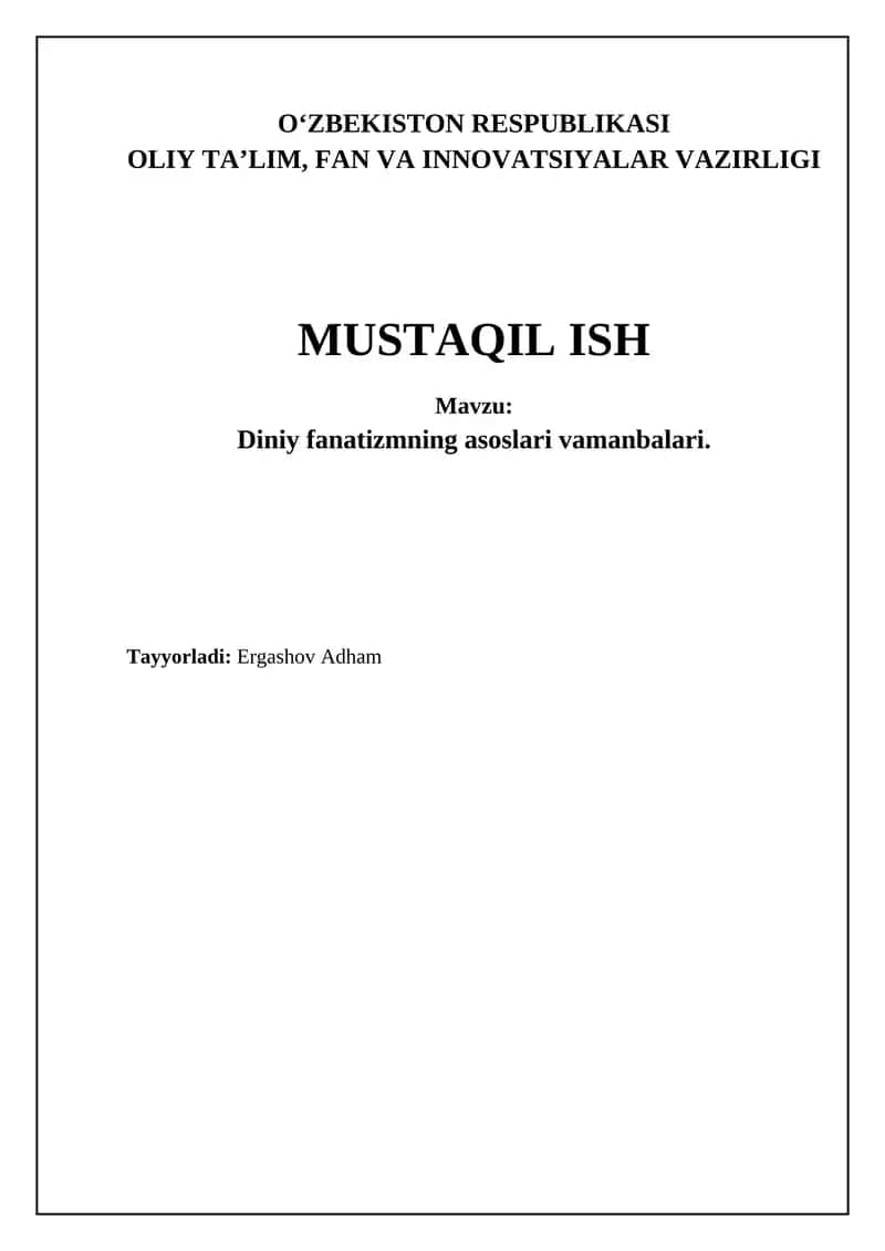Diniy fanatizmning asoslari va manbalari