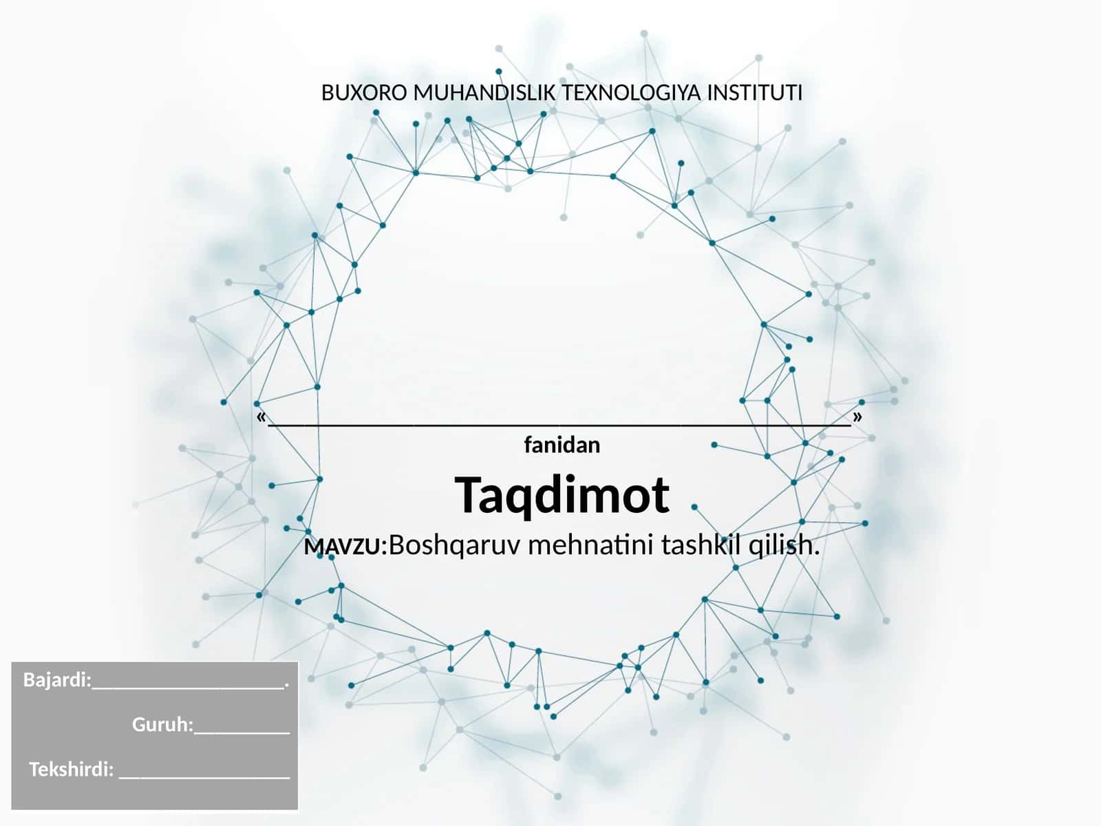 Boshqaruvmehnatini tashkil qilish
