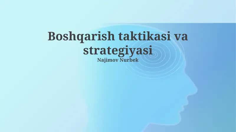 Boshqarish taktikasi va strategiyasi