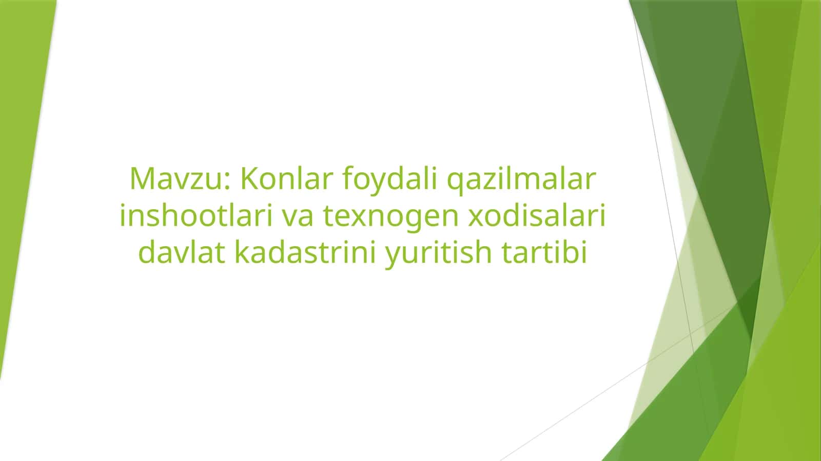 Konlar foydali qazilmalar inshootlari va texnogen xodisalari davlat kadastrini yuritish tartibi