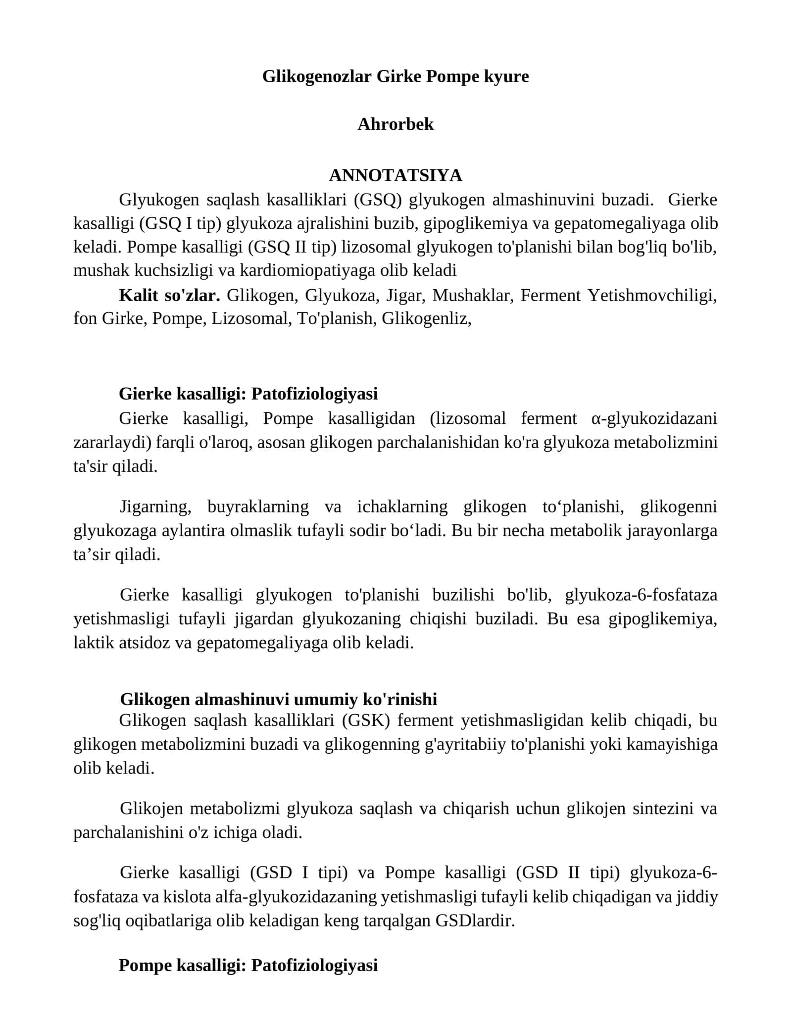 Gierke kasalligi: Patofiziologiyasi