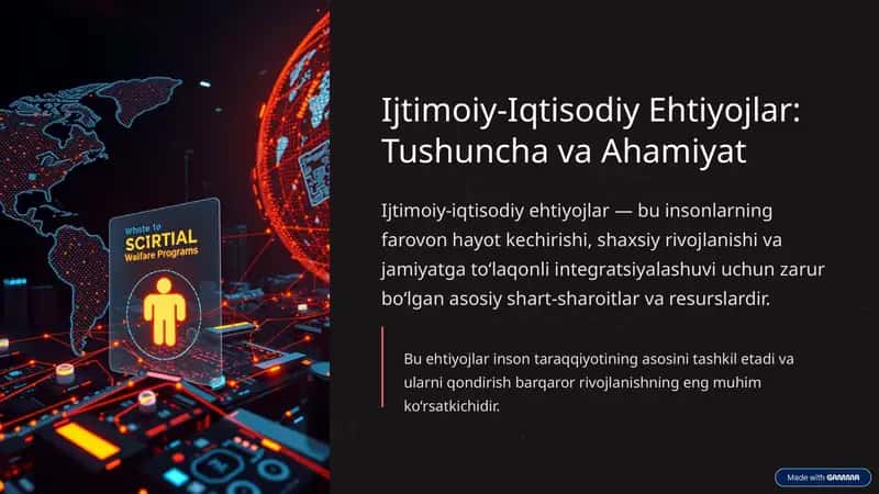 Ijtimoiy-Iqtisodiy Ehtiyojlar