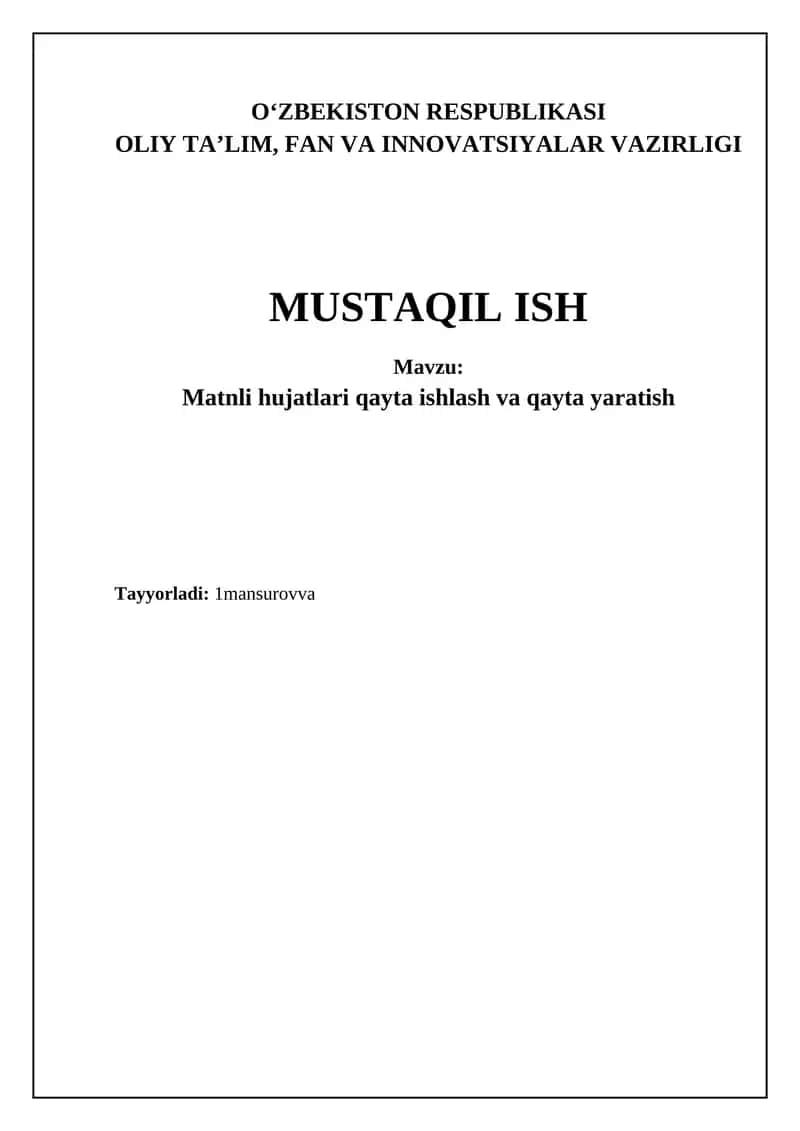 Matnli hujatlari qayta ishlash va qayta yaratish
