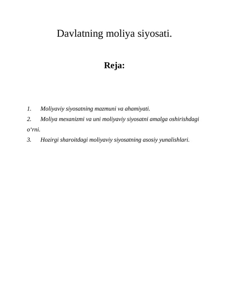 Moliyaviy siyosat