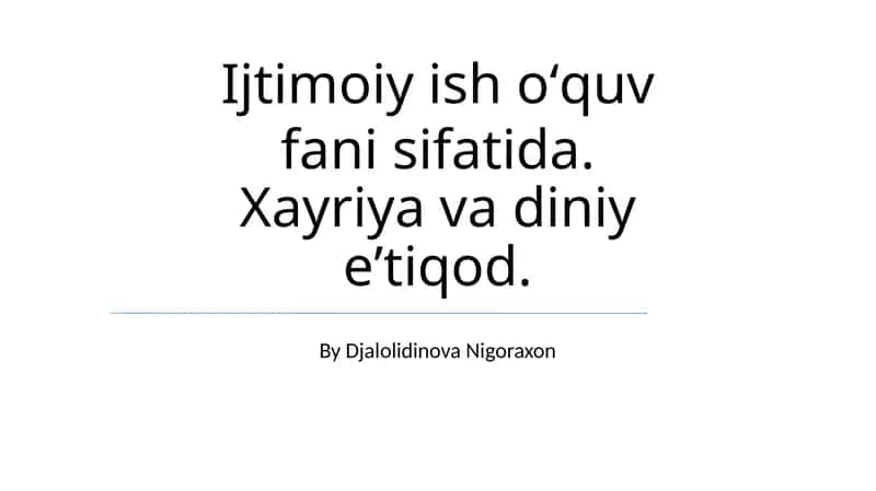 Xayriya va diniy eʼtiqod