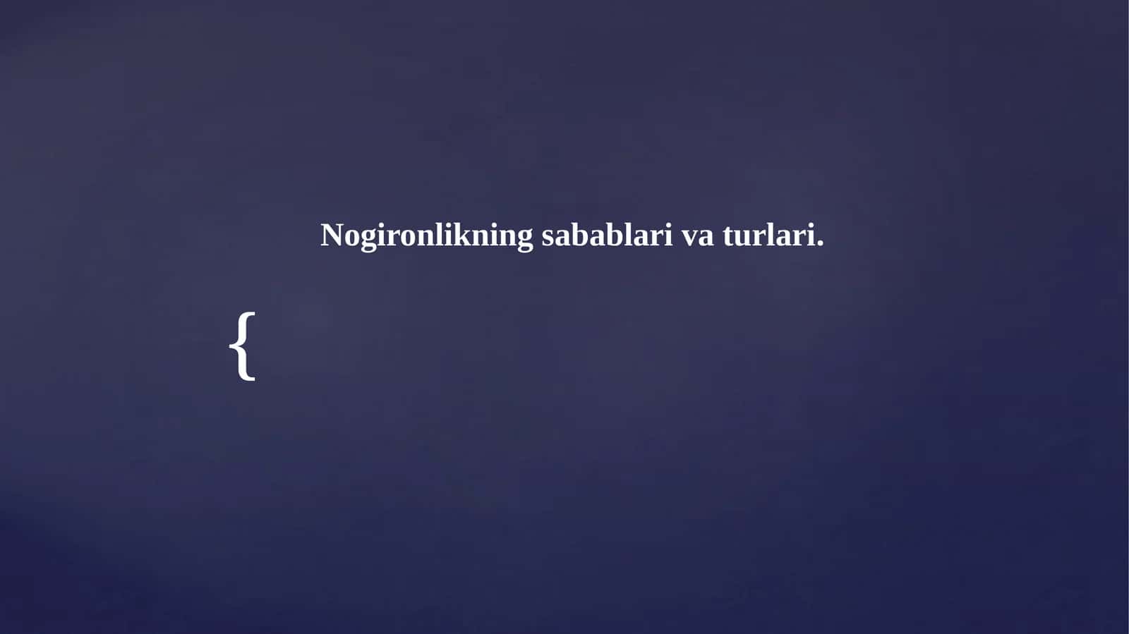 Nogironlikningsabablari va turlari