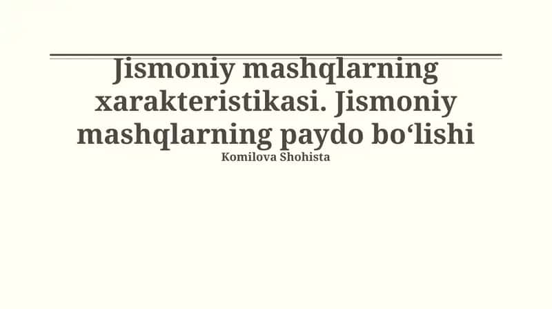Jismoniy mashqlar va sog’liq
