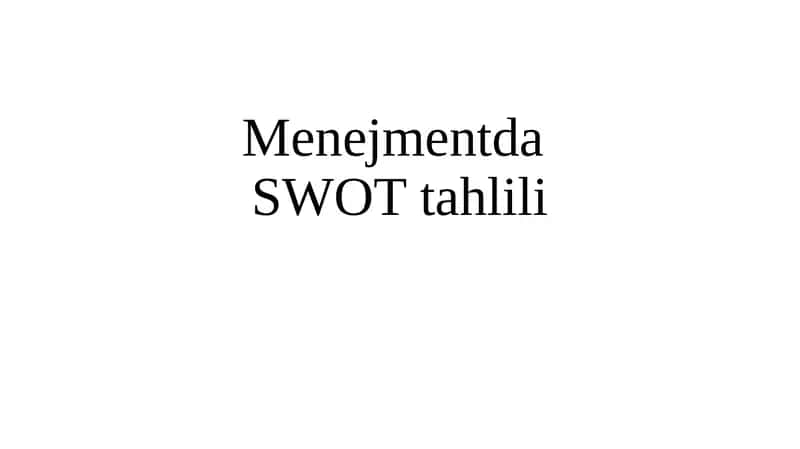 SWOT tahlili