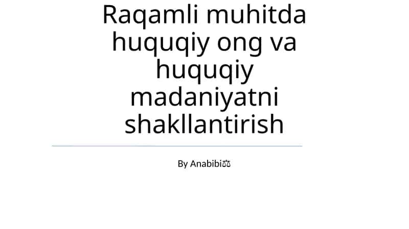 Yangi Huquqiy Madaniyatni Shakillantirish