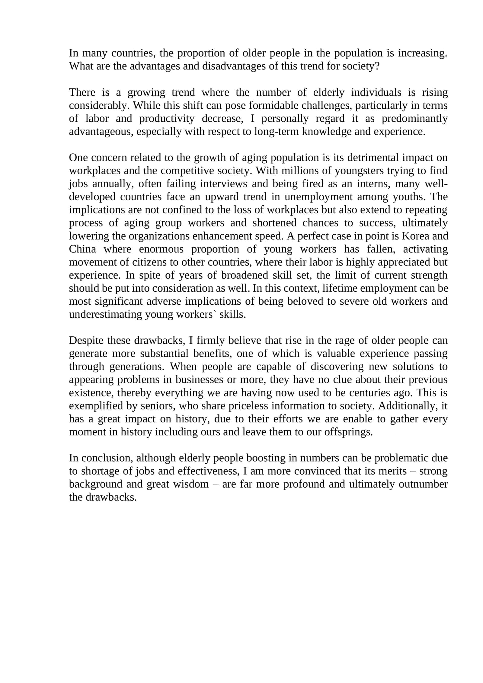 Advantages and Disadvantages of Increasing Aging Population
