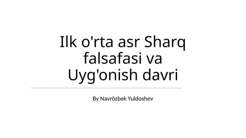 Ilk o'rta asr Sharq falsafasi va Uyg'onish davri