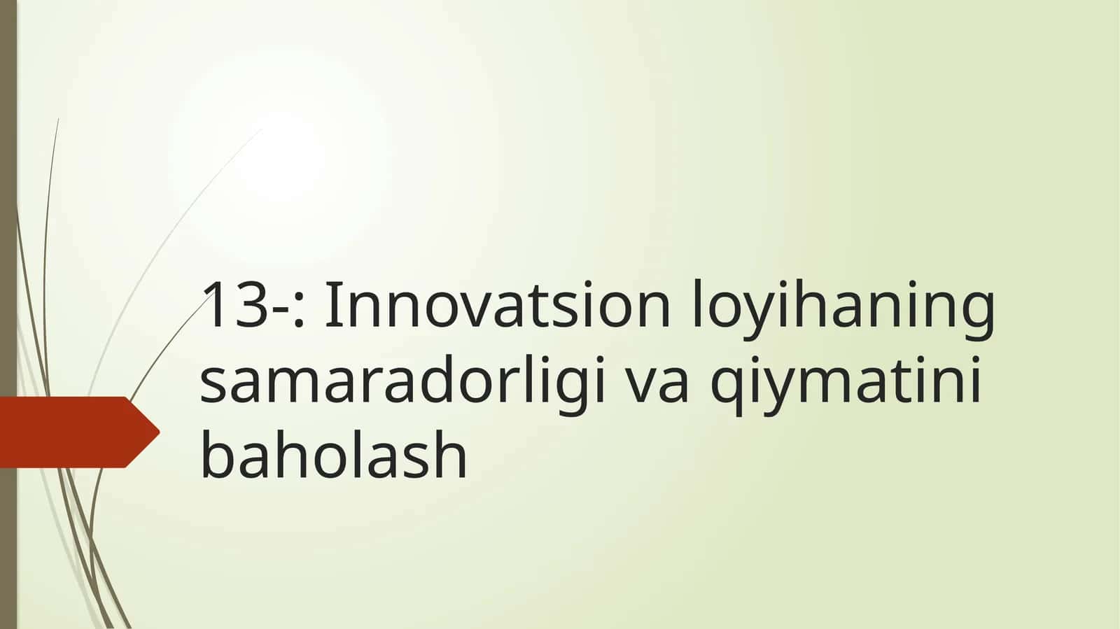 Innovatsion loyihaning samaradorligi va qiymatini baholash