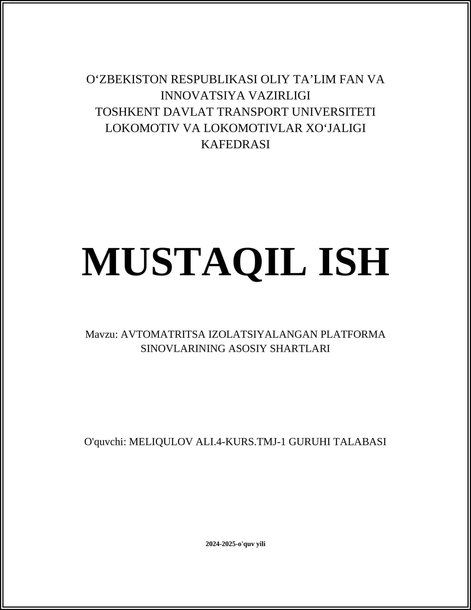 Izolyatsiyalangan platformalar turlari