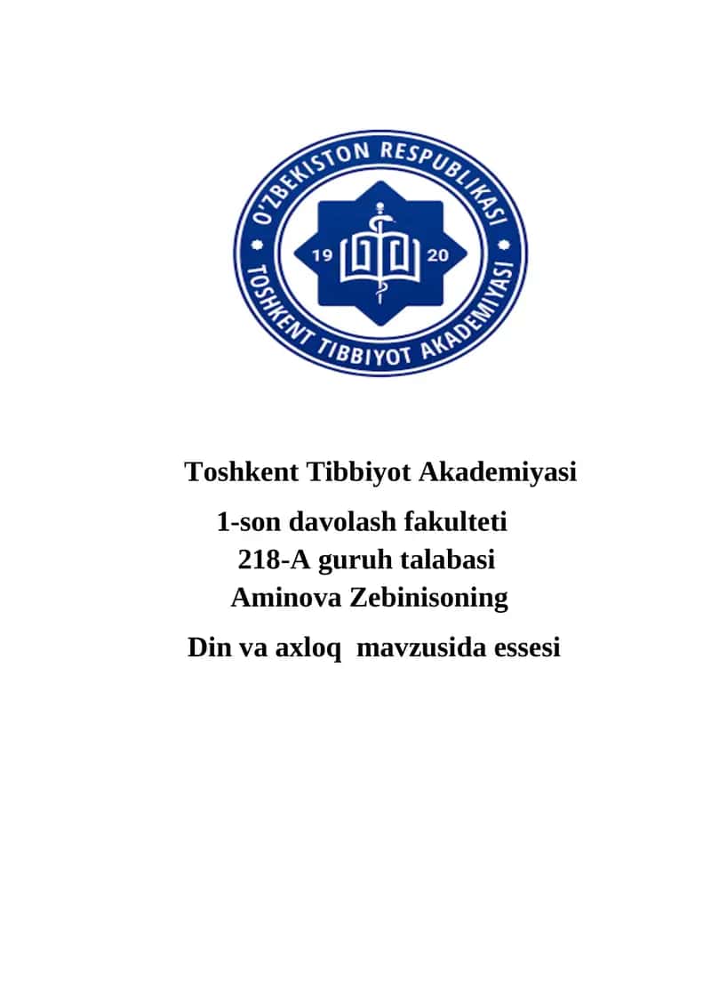 Din va axloq mavzusida essesi
