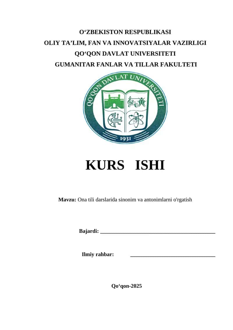 Ona tili darslarida sinonim va antonimlarni o'rgatish