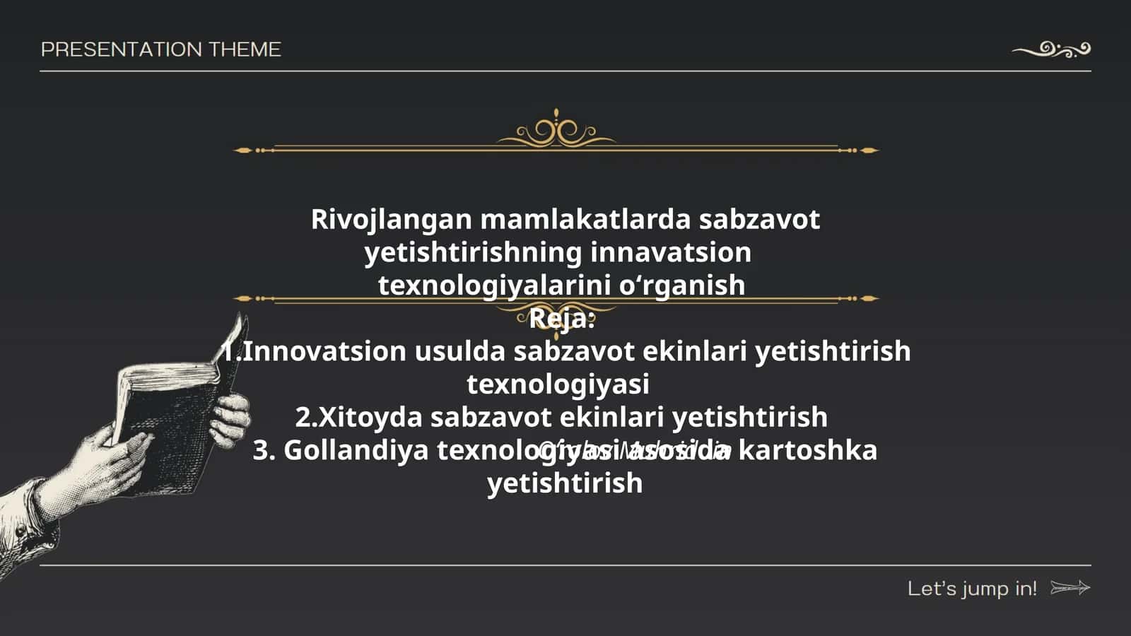 Rivojlangan mamlakatlarda sabzavot yetishtirishning innavatsion texnologiyalarini о‘rganish