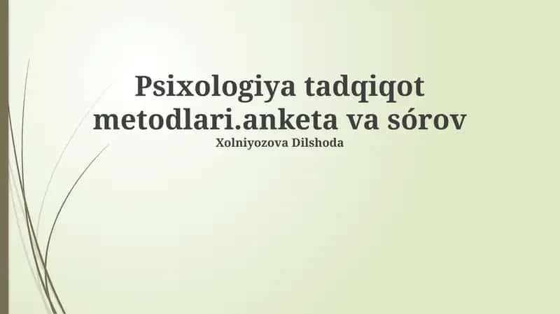 Psixologiya tadqiqot metodlari
