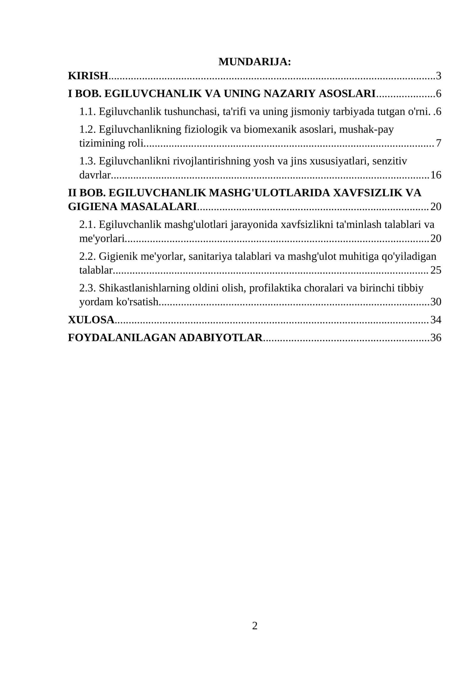 Egiluvchanlik mashg'ulotlari