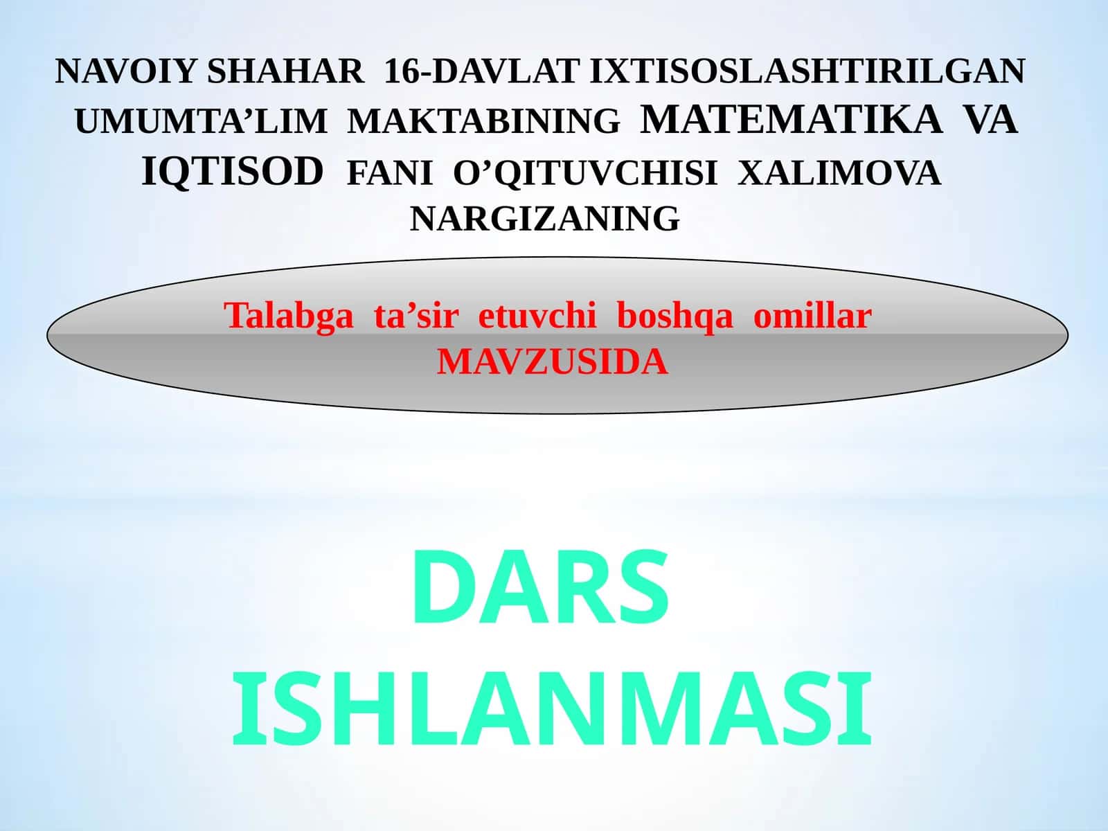 8-sinf Iqtisod fanidan dars ishlanma. Talabga ta'sir etuvchi boshqa omillar