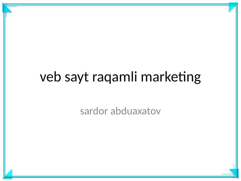 Veb sayt raqamli marketing