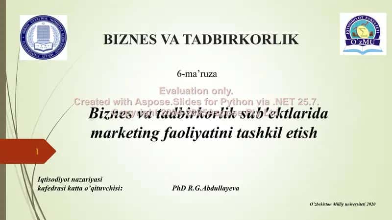 Biznes va tadbirkorlik