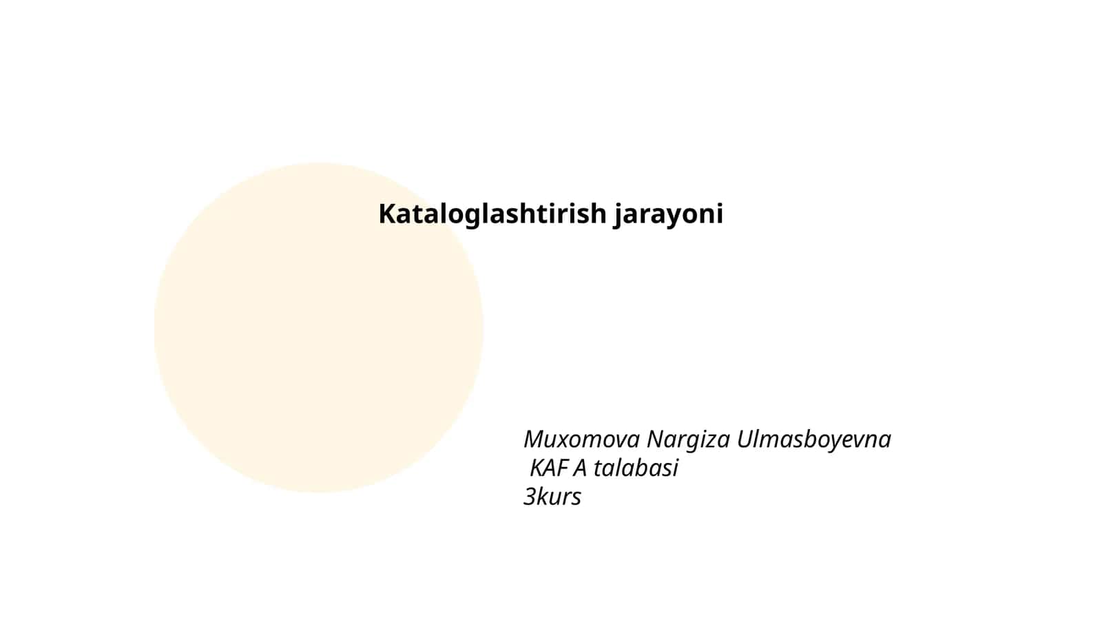 Kataloglashtirish jarayoni